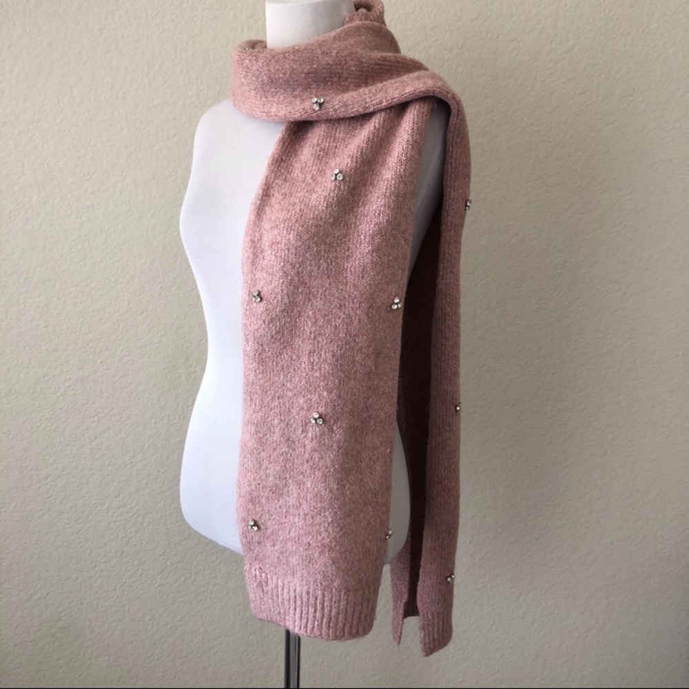 NEW soft surroundings knit sparkle scarf blush